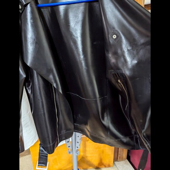 WOW Black LATEX L/S Moto Jacket with Belt, Chest 40, worn once - Picture 7 of 7
